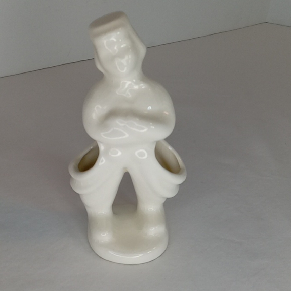 Vintage Mini White Ceramic Asian Figurine Planter Holder